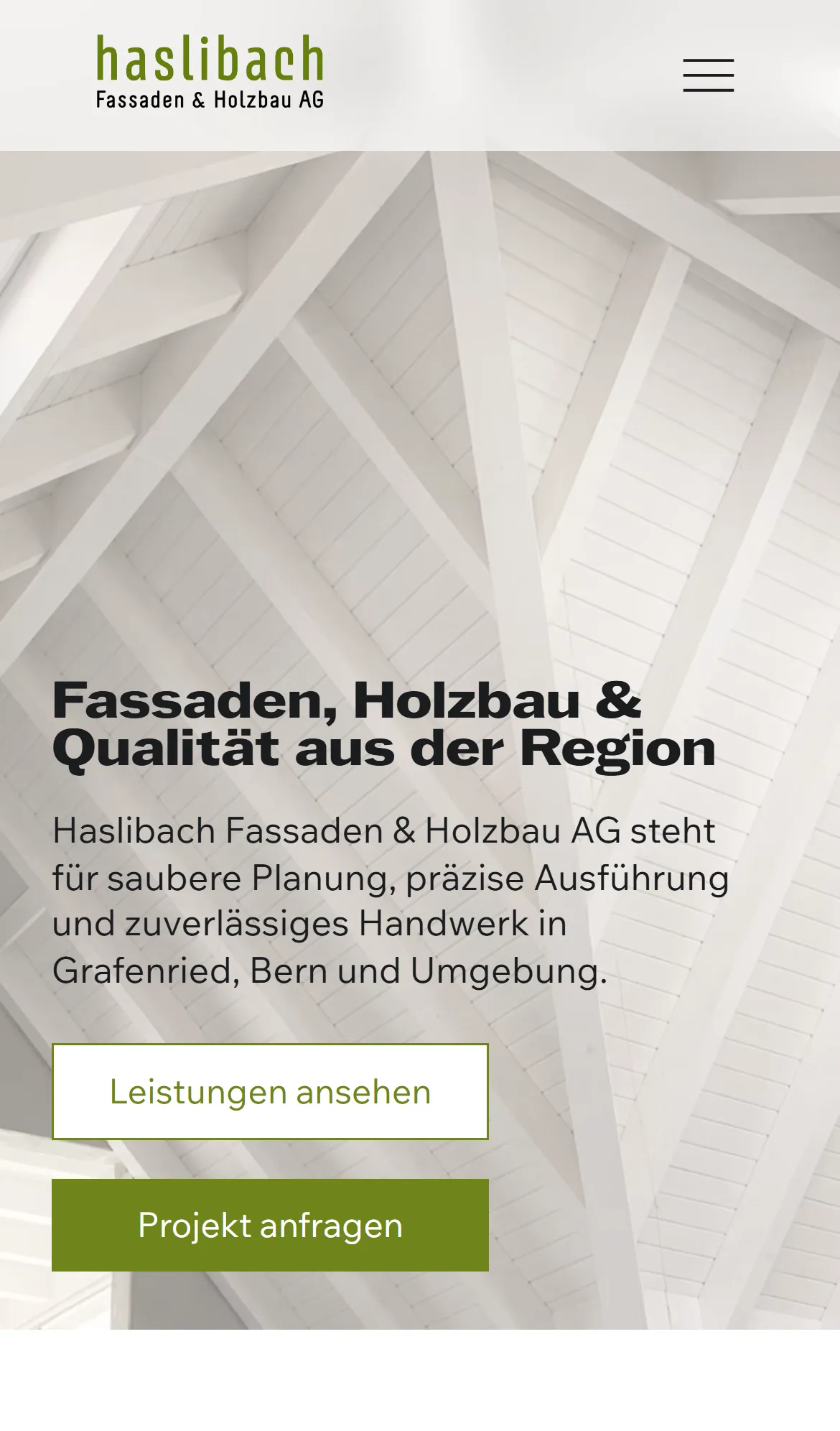 Startseite von haslibachag.ch auf dem Smartphone.