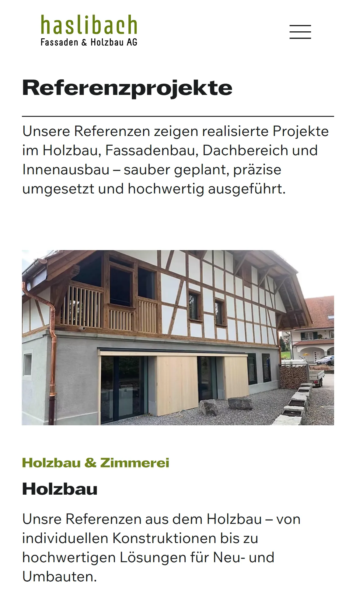 Referenzübersicht auf dem Smartphone.